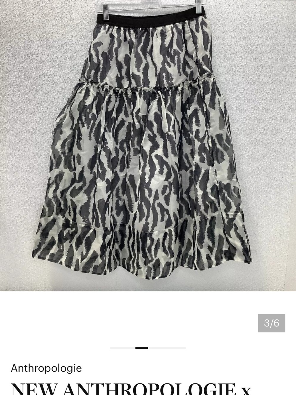 Anthropologie Maeve Black and White Animal -Print Skirt - Picture 2 of 3